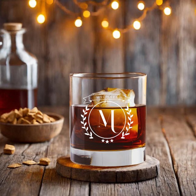 Verre À Whisky Monogramme Initiale Élégante (Créateur téléchargé)
