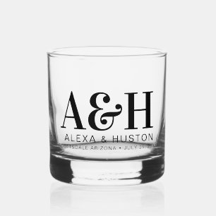 Verre À Whisky Monogramme mariage Simple Élégant Minimaliste Chic