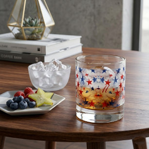Verre À Whisky Monogramme Mélange d'Étoiles Patriotiques Américai