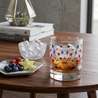 Verre À Whisky Monogramme Mélange d'Étoiles Patriotiques Américai