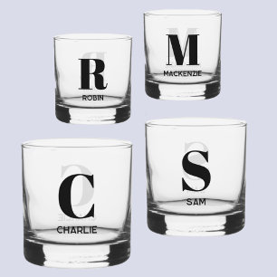 Verre À Whisky Monogramme moderne simple Nom initial Personnalisé
