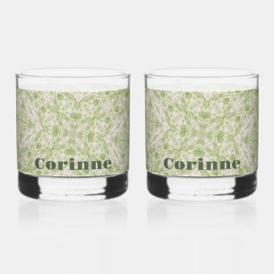 Verre À Whisky Monogramme Nom Sage Green Motif