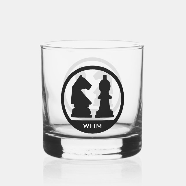 Verre À Whisky monogramme personnalisé CHESS (Recto)