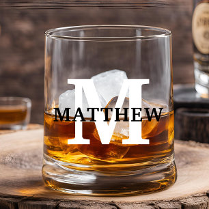 VERRE À WHISKY MONOGRAMME PERSONNALISÉ INITIALE NOM SUR MESURE