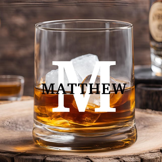 VERRE À WHISKY MONOGRAMME PERSONNALISÉ INITIALE NOM SUR MESURE (Créateur téléchargé)