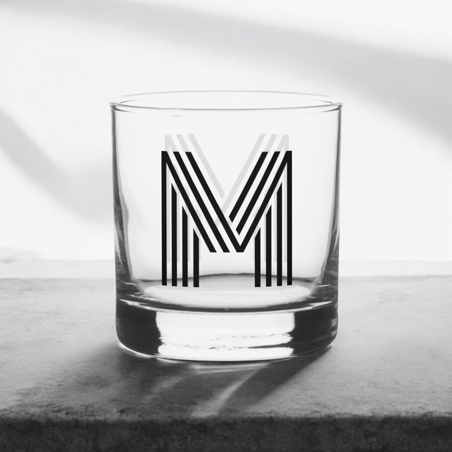 Verre À Whisky Monogramme rétro simple (Créateur téléchargé)
