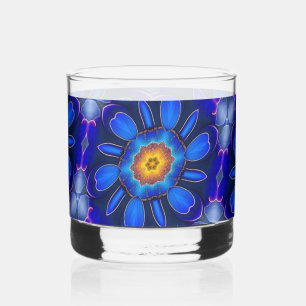 Verre À Whisky Motif Fleurs bleues Abstraites