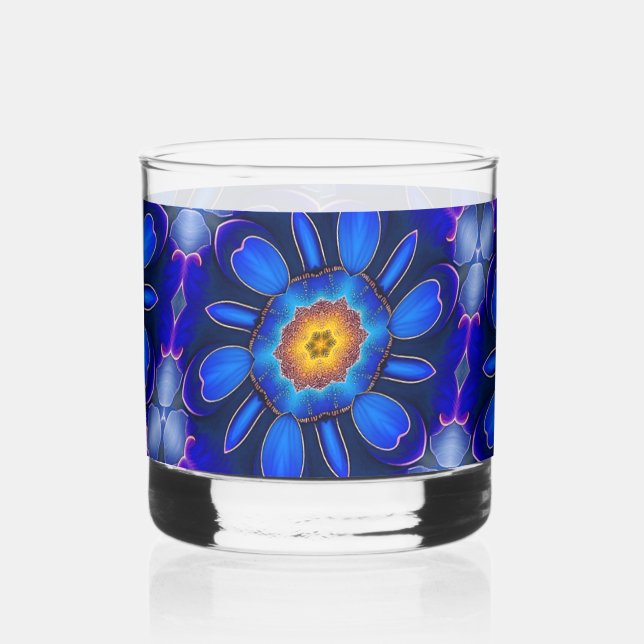 Verre À Whisky Motif Fleurs bleues Abstraites (Gauche)