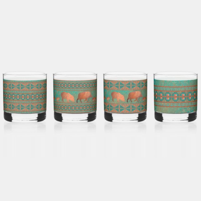 Verre À Whisky Motif géométrique sud-ouest et Javelinas amusants (Recto)
