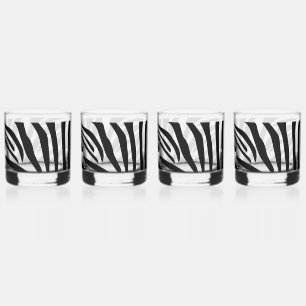 Verre À Whisky Motif Imprimé Zèbre Noir et Blanc Audacieux