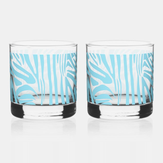 Verre À Whisky Motif Zèbre Bleu (Recto)