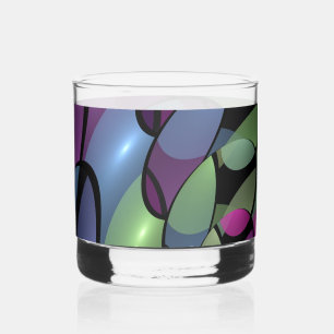 Verre À Whisky Mouvements colorés Abstrait Trippy Fractal Art