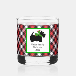 Verre À Whisky Noël Scotty Dog et Tartan customisé