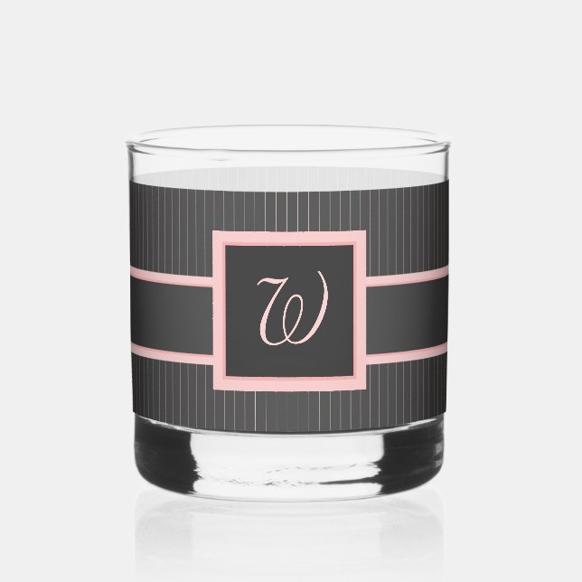 Verre À Whisky Noir avec les rayures roses (Recto)