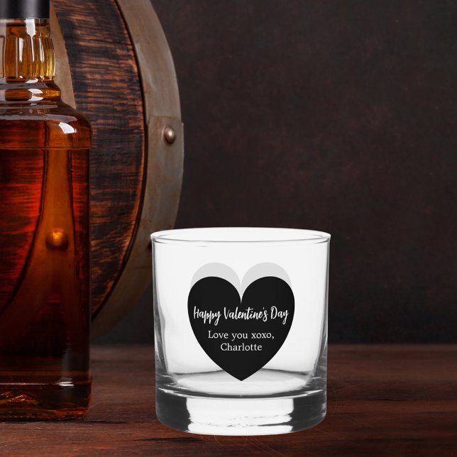 Verre À Whisky Noir coeur blanc Saint Valentin (Créateur téléchargé)