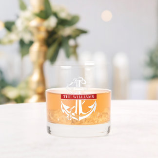 Verre À Whisky Nom d'Ancre Nautique Blanc Personnalisé En Rouge