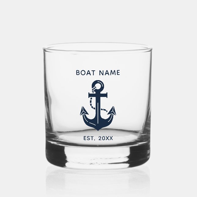 Verre À Whisky Nom de bateau ancre nautique (Recto)