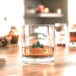 Verre À Whisky Nom de famille personnalisé Christmas Tree Farm Re<br><div class="desc">Célébrez les vacances avec style avec notre verre de whisky personnalisé! Doté de votre nom de famille et d'un design rétro de ferme de sapins de Noël en vert sauge,  il est parfait pour déguster votre whisky préféré et ajouter une touche festive à vos célébrations.</div>