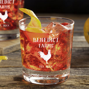 Verre À Whisky Nom de ferme personnalisé du poulet rustique