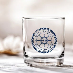 Verre À Whisky Nom du bateau du capitaine sur mesure roue du navi