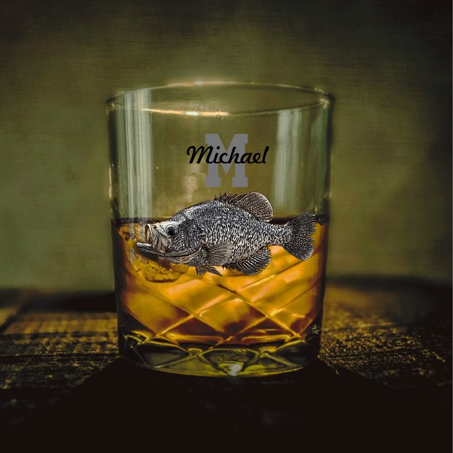 Verre À Whisky Nom du monogramme Crappie Fishing Men Sports Extér (Crappie Fishing Monogram Whiskey Glass)