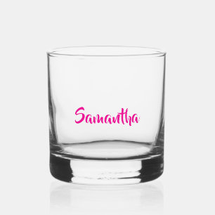 Verre À Whisky Nom du monogramme rose personnalisé