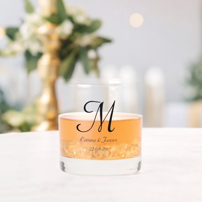 Verre À Whisky Nom du script Monogramme personnalisé Fête de mari (Insitu (Mariage))