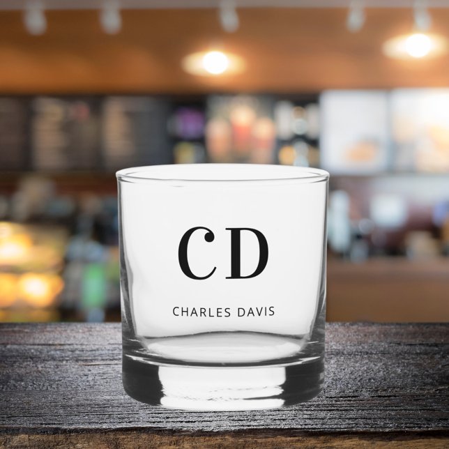 Verre À Whisky Nom initial du monogramme simple (Créateur téléchargé)