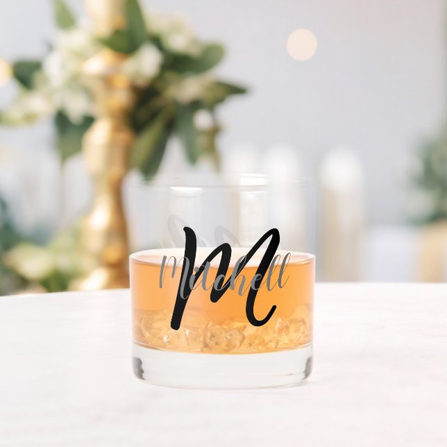 Verre À Whisky Nom monogramme simple Personnalisé (Insitu (Mariage))