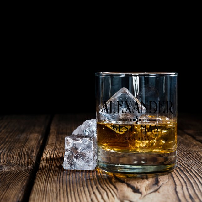 Verre À Whisky Nom personnalisé minimal Mariage de l'année gravé  (Créateur téléchargé)