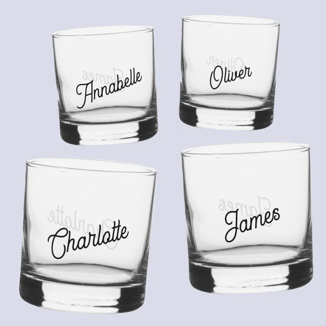 Verre À Whisky Nom personnalisé moderne (Modern personalized name stemless glass set)