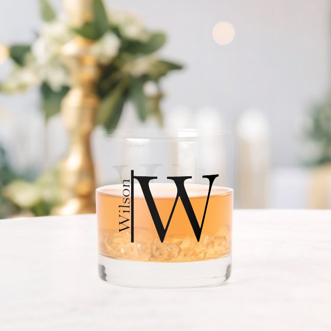Verre À Whisky Nom personnalisé simple monogrammé (Insitu (Mariage))