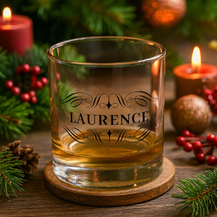 Verre À Whisky Nom sophistiqué personnalisé en écriture noire