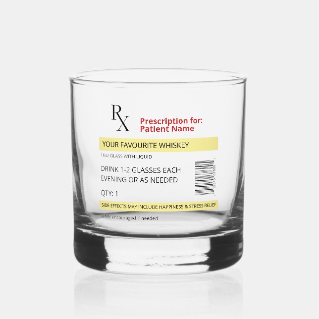 Verre À Whisky Novelty Prescription Whiskey Glass personnalisable (Recto)