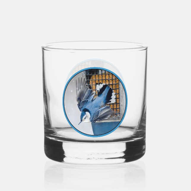 Verre À Whisky Nuthatch à poitrine blanche en neige (Recto)