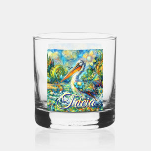 Verre À Whisky Oiseau pélican au pays des merveilles Floral Perso