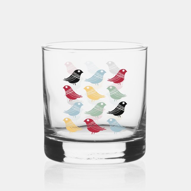Verre À Whisky Oiseaux abstraits originaux milieu du siècle danoi (Recto)
