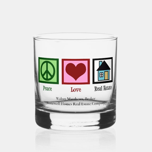 Verre À Whisky Peace Love Immobilier Cute Custom Realtor (Recto)