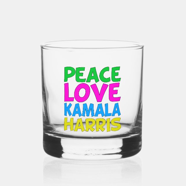 Verre À Whisky Peace Love Kamala Harris Cute Election (Recto)