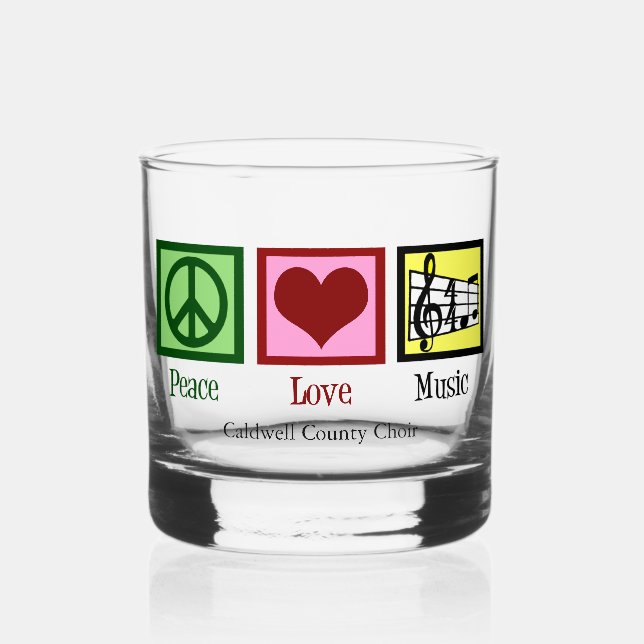Verre À Whisky Peace Love Musique Custom Cute Musicien (Recto)