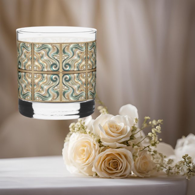 Verre À Whisky Pearl Coast Elegance Waves Imprimé Rocks Lunettes. (Créateur téléchargé)