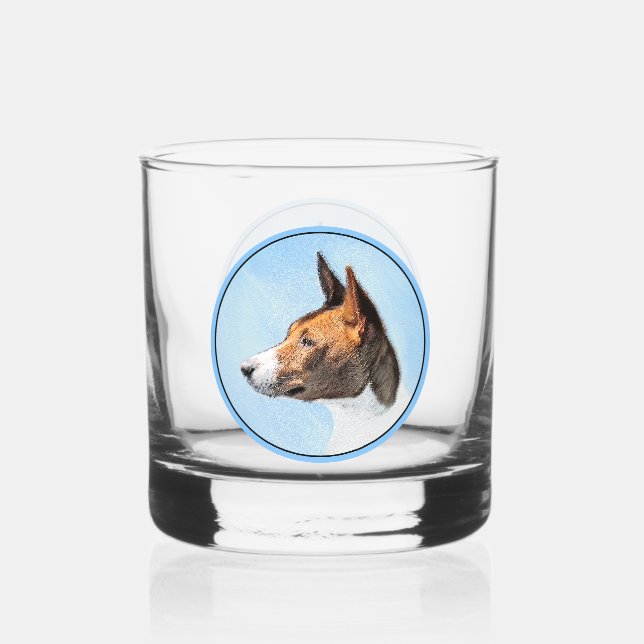 Verre À Whisky Peinture de Basenji - Art Original Mignon (Recto)