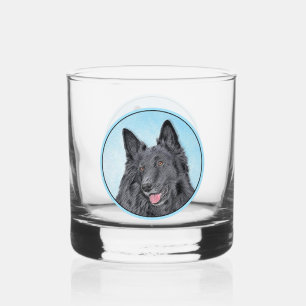 Verre À Whisky Peinture de Berger Belge - Art Original de Chien M