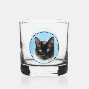 Verre À Whisky Peinture de chats de Siamese Art animal original