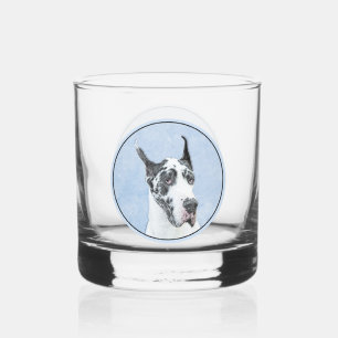 Verre À Whisky Peinture de Great Dane (Arlequin) - Art original d