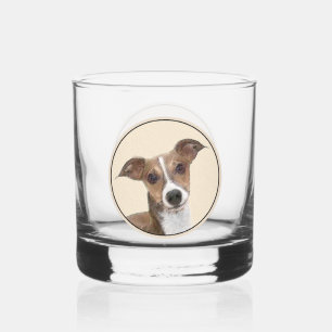 Verre À Whisky Peinture Lévrier Italien - Art Original de Chien M