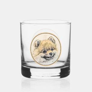 Verre À Whisky Peinture Poméranienne (orange) - Art Chien origina