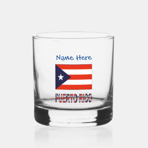 Verre À Whisky Personnalisation bleue du drapeau de Porto Rico