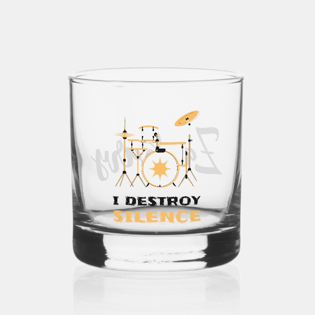 Verre À Whisky Personnalisé Je Détruit Silence Drôle Drummer (Recto)