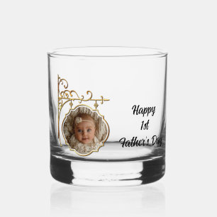 Verre À Whisky Photo encadrée d'or 1ère Fête des pères
